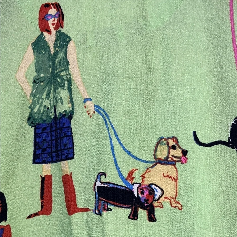 John Mark Green Button Down Shirt with Colorful Dog Print PS